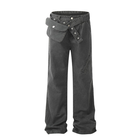 Men’s Loose Fit Tactical Denim Trousers – Rugged Outdoor-Ready Jeans