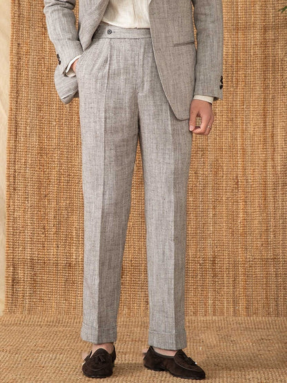 Men’s Cotton-Linen Breathable Straight Pants – High Waist Casual Summer Trousers | NYLIXA