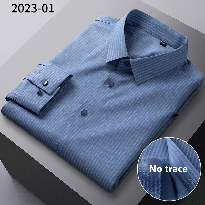 Men’s Seamless Bamboo-Fiber Striped Shirt – Lightweight Luxury & Breathable Comfort