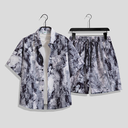 Men’s Hong Kong-Style Retro Printed Short-Sleeve Shirt – Bold & Nostalgic