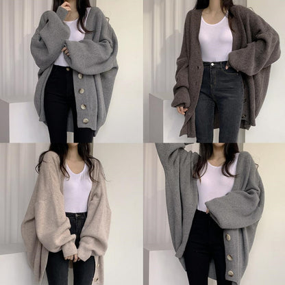 Lazy Style Single Breasted Loose Sweater