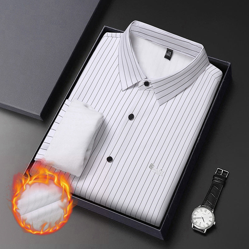 Men’s High-Grade Striped Long-Sleeve Shirt – Spring & Autumn Business Casual