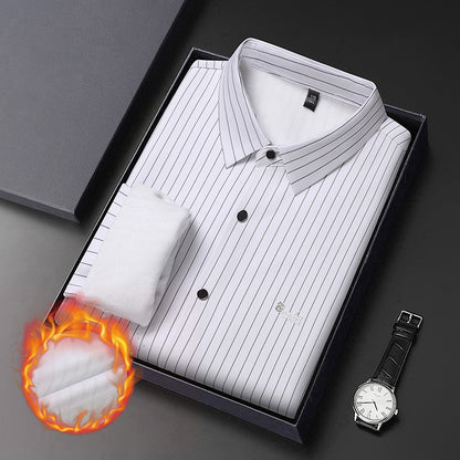 Men’s High-Grade Striped Long-Sleeve Shirt – Spring & Autumn Business Casual