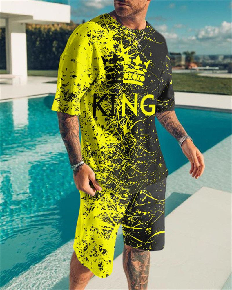 3D Digital Printed T-shirt Men's T-shirt Casual Suit