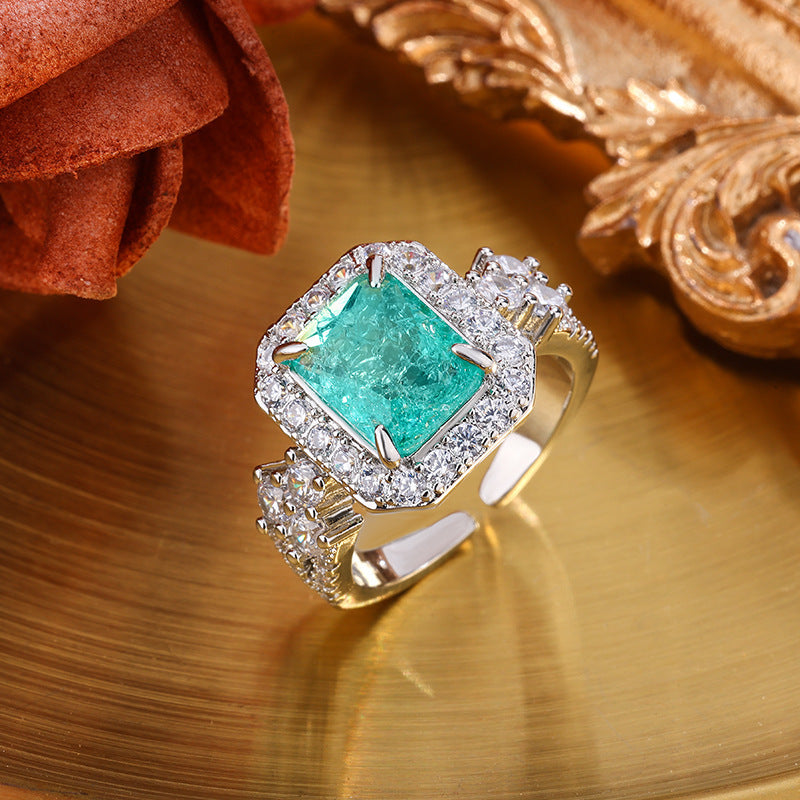 Artificial Princess Emerald Tourmaline Temperament Open Female Ring