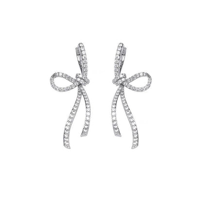 French Style Full Zirconium Bow Ear Clip Without Pierced Mosquito Coil