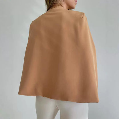 European And American Cape And Shawl Casual Collarless Suit