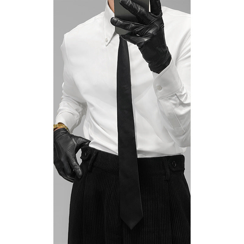 Men’s Spring Italian Large Pointed-Collar Slim Fit Shirt – Elegant Casual