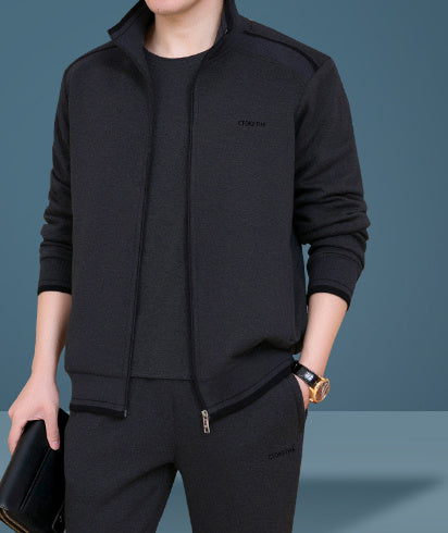 Men’s High‑End Casual Three‑Piece Sportswear Suit – Mid‑Age “Dad Wear” Track Set