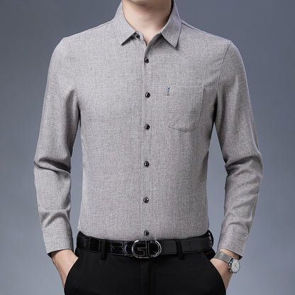 Men’s Linen-Like Casual Long-Sleeve Shirt – Lightweight Spring Style